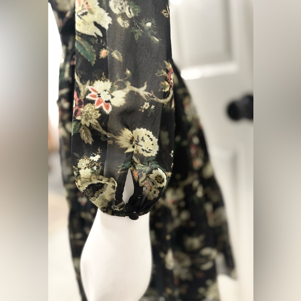 Aritzia Wilfred Lamare Ruffle Floral Mini Dress Open Back Peasant Prairie Sz XS - Picture 7 of 16